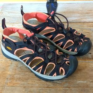 Keen Whisper Women's Waterproof Sport Sandals Shoes Size 7 Black&Orange EUC arch